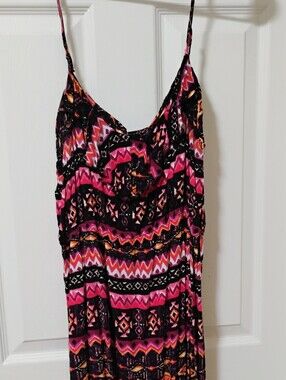 Mix & Co. Pink & Black Aztec Print Spaghetti Strap Dress